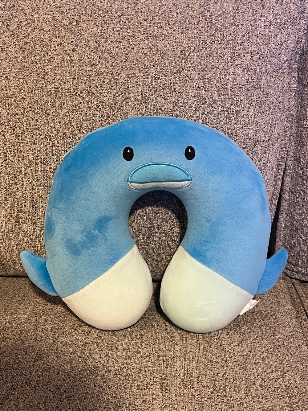 Blue Plush Dolphin Neck Pillow - Soft Travel Support